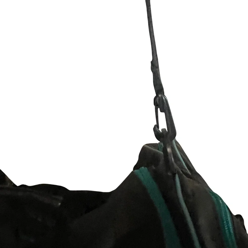 Vintage 90s Style Duffel Bag Black Teal Geometric Triangle Pattern Gym Travel